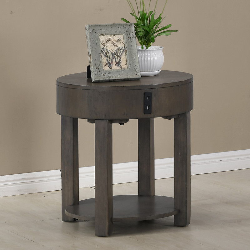 Jonah 20"W Light Brown MDF End Table with USB Ports