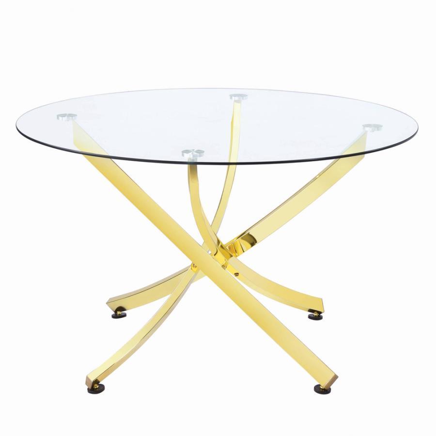 Coaster Fine Furniture Beckham - Round Glass Top Dining Table | Meri Furniture