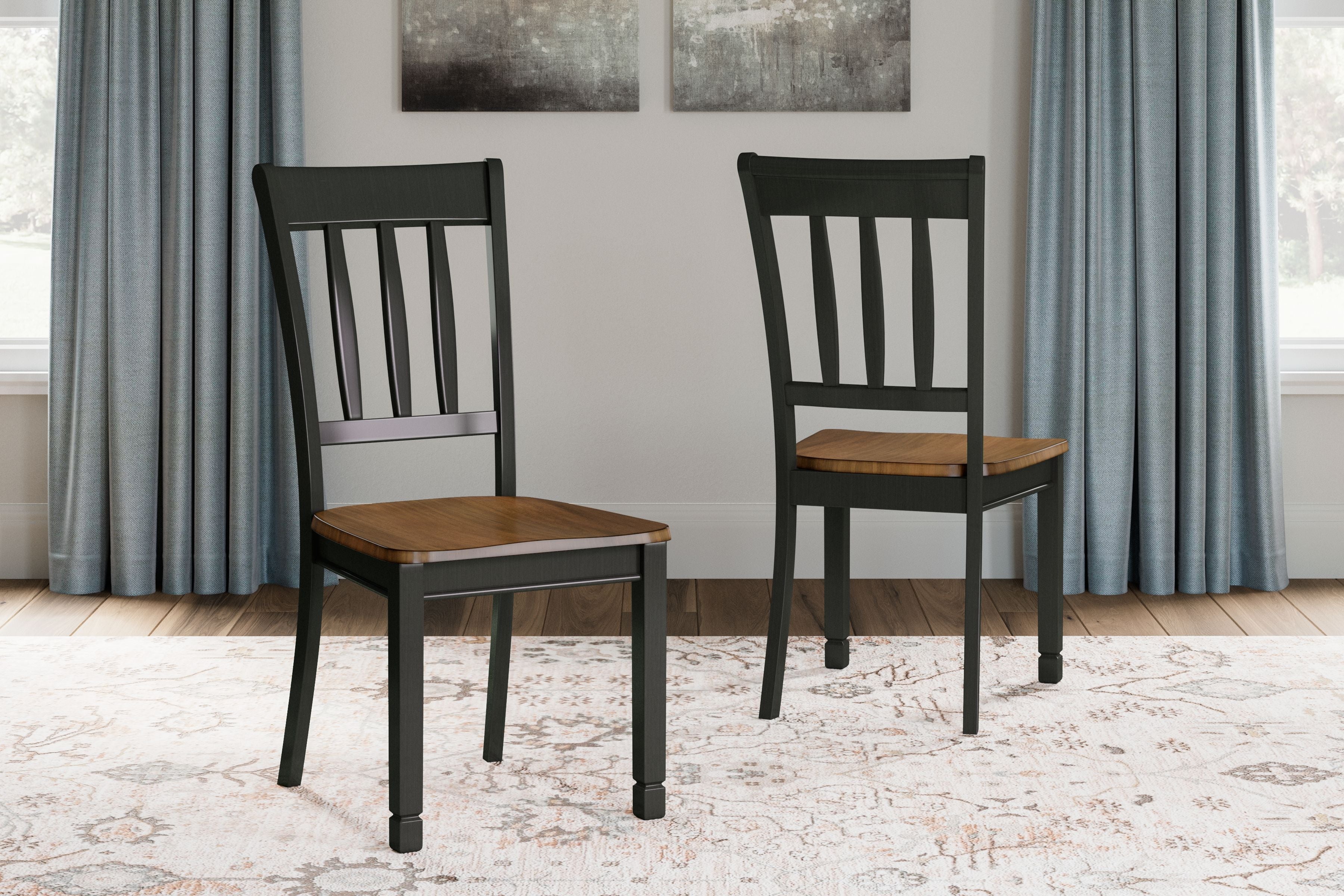 Signature Design by Ashley® Owingsville - Black / Brown - Dining Room Side Chair (Set of 2) | Meri Furniture