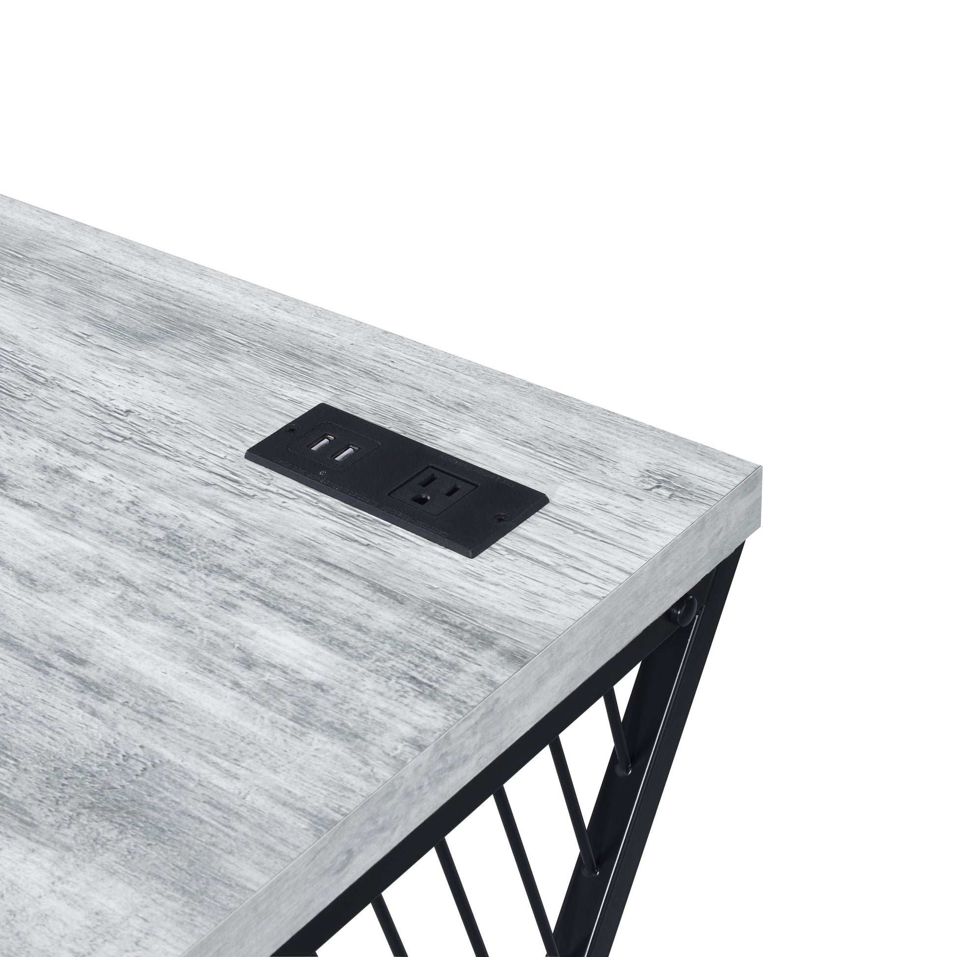 ACME Collick - Writing Desk - Weathered Gray & Black Finish | Meri Furniture