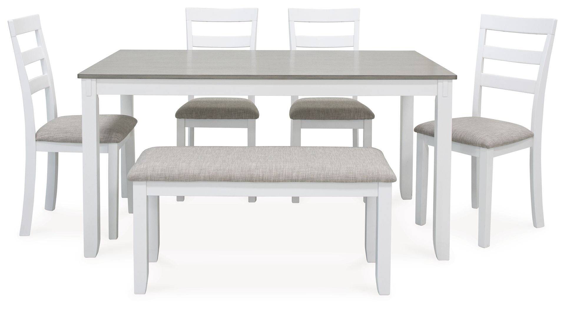 Signature Design by Ashley® Stonehollow - White / Gray - Rectangular Drm Table Set (Set of 6) | Meri Furniture