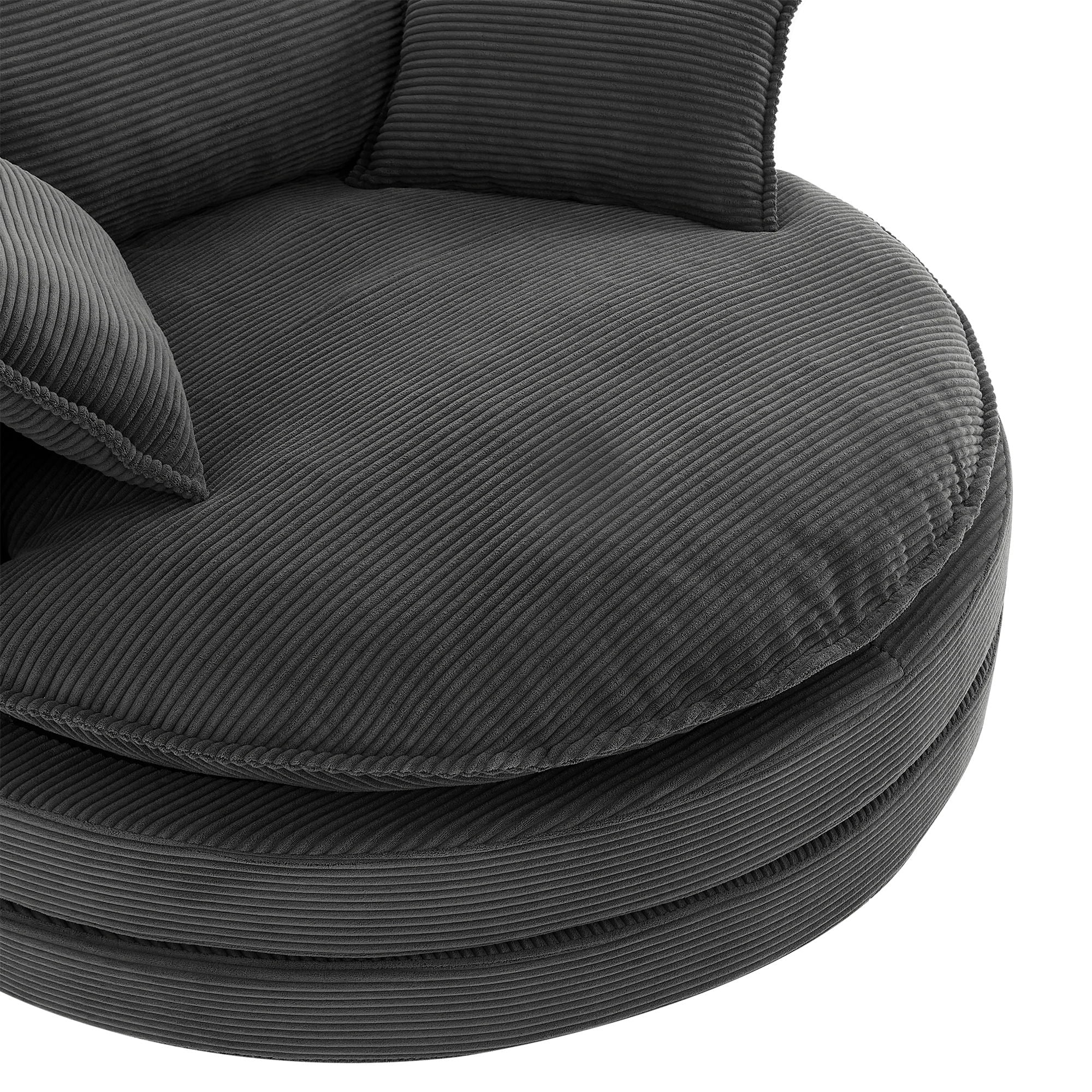 360° Swivel Accent Barrel Chair With Dual Layer Cushion And 3 Removable Pillows