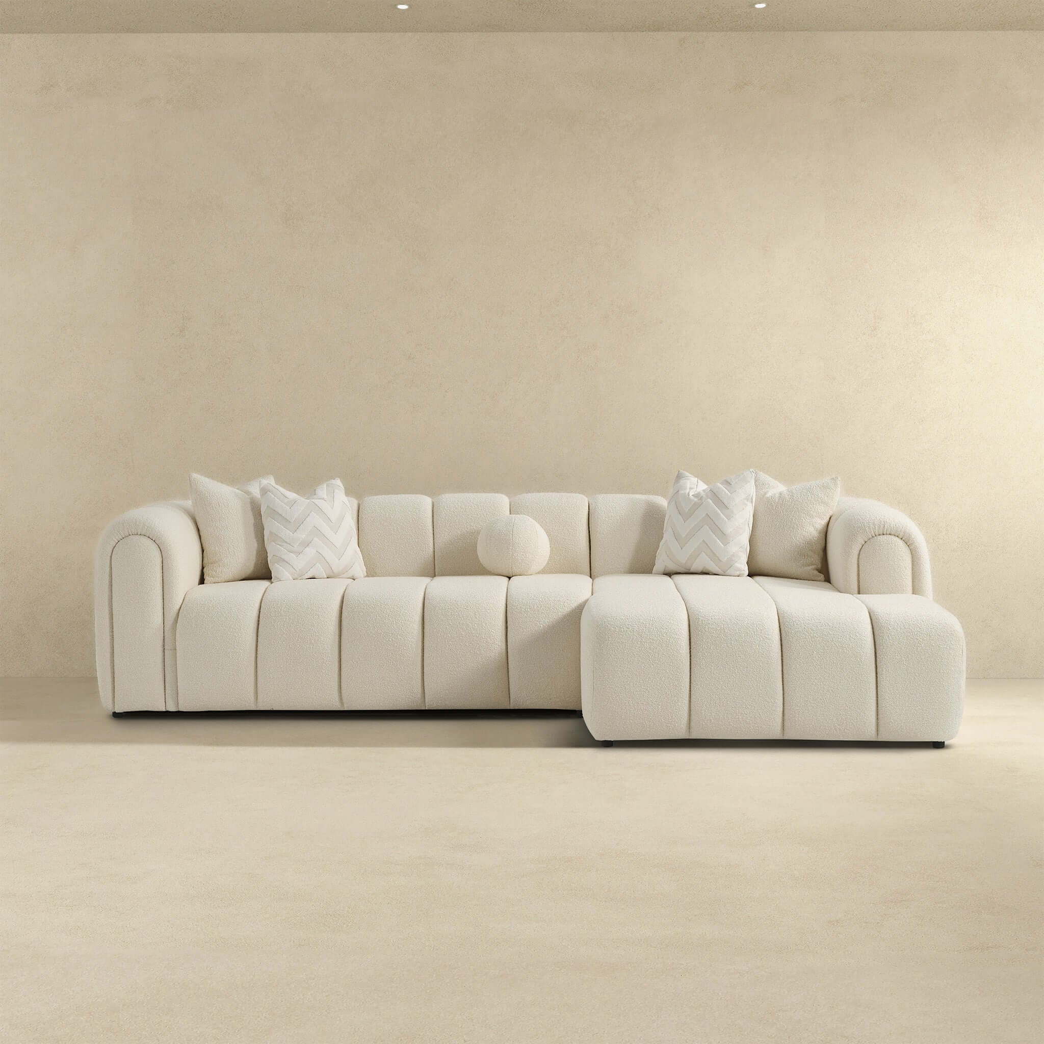 Beatrice - Modern Tufted Right Sectional Sofa - Ivory