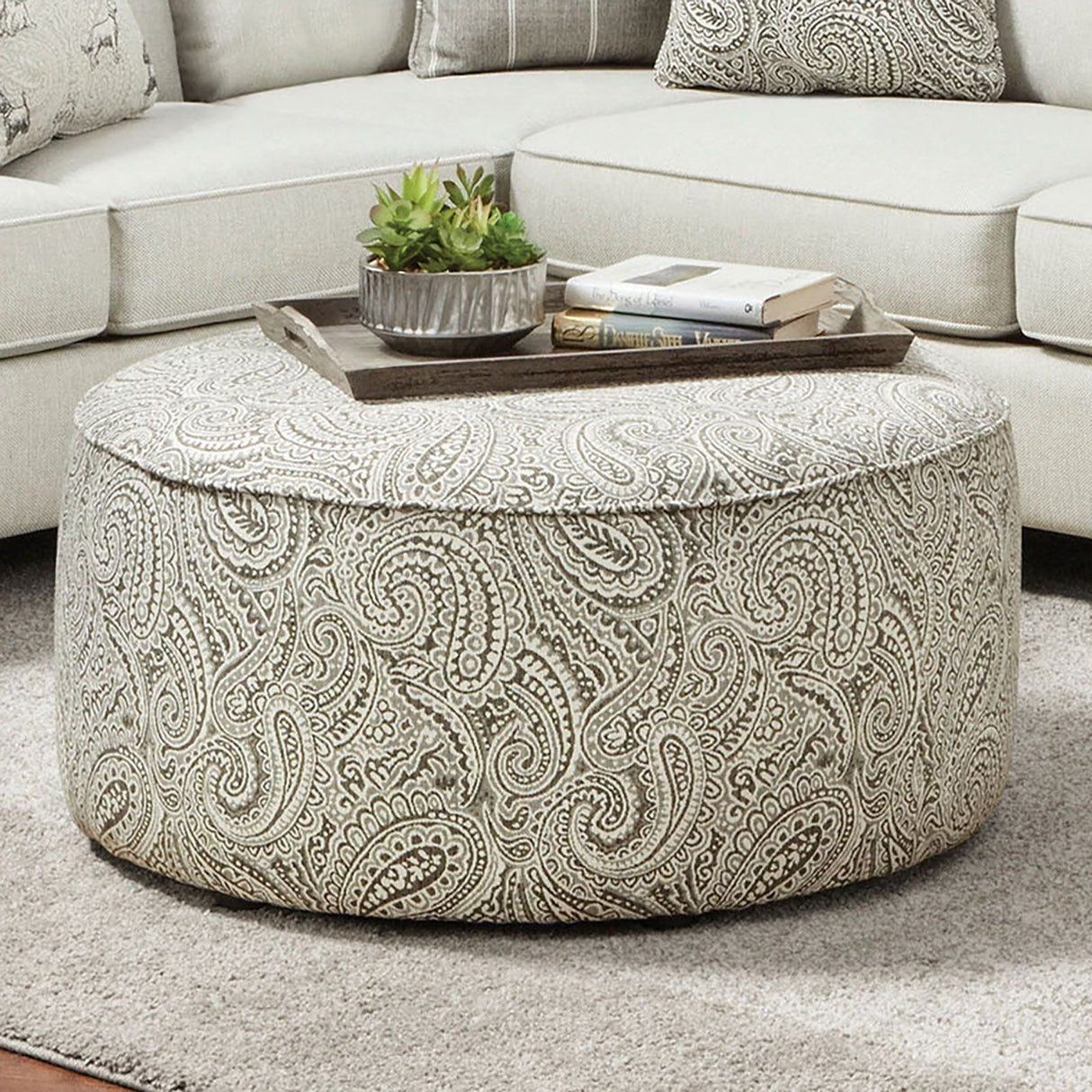 Furniture of America Pocklington - Ottoman - Paisley Multi | Meri Furniture