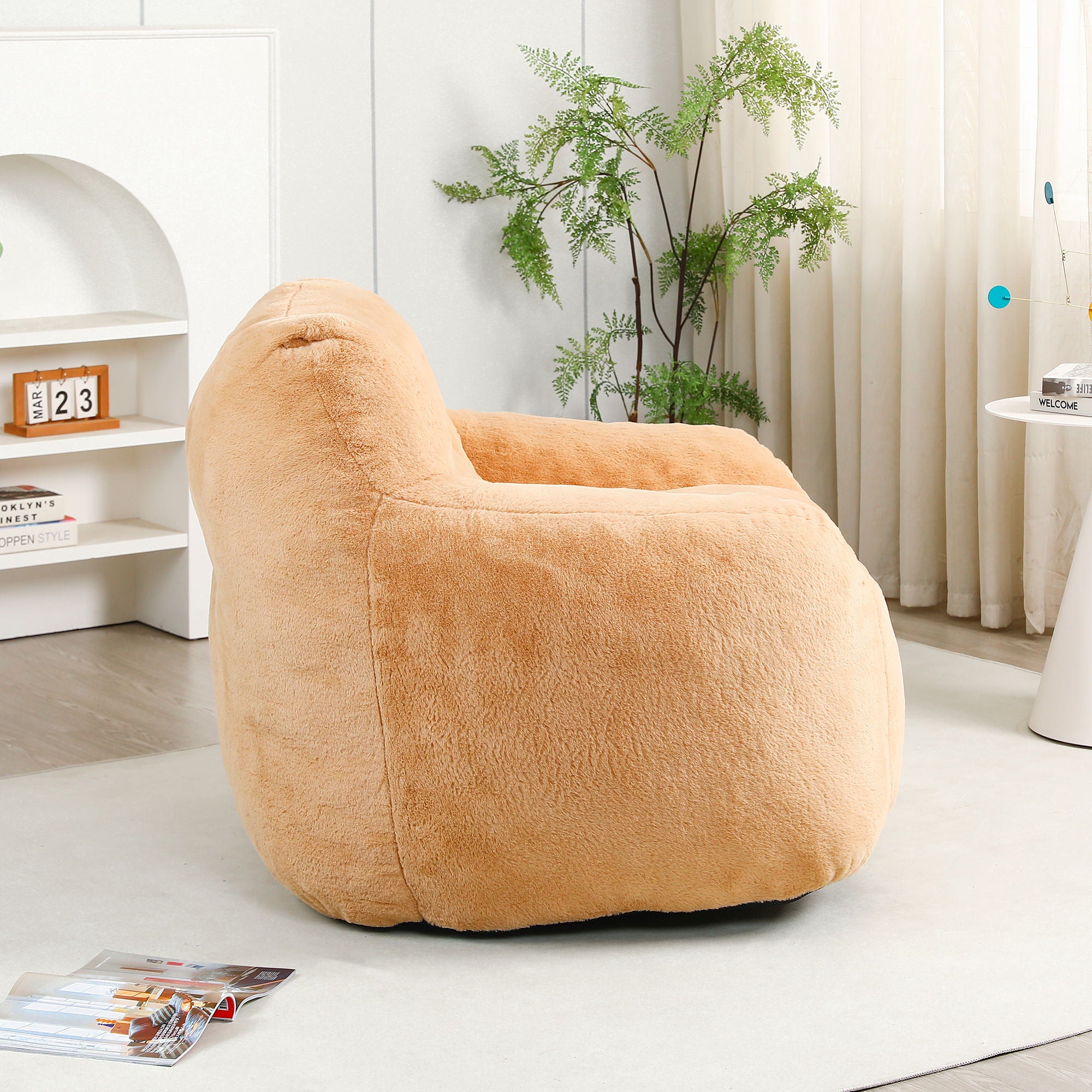 Beanbag Sofa Chair With Armrests Stuffed High Density Foam