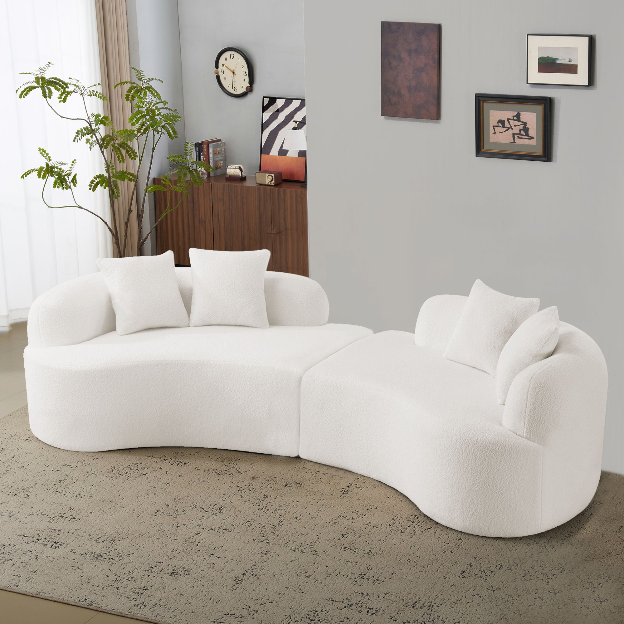 Curved 4 Seater Full Compression Sponge Sofa