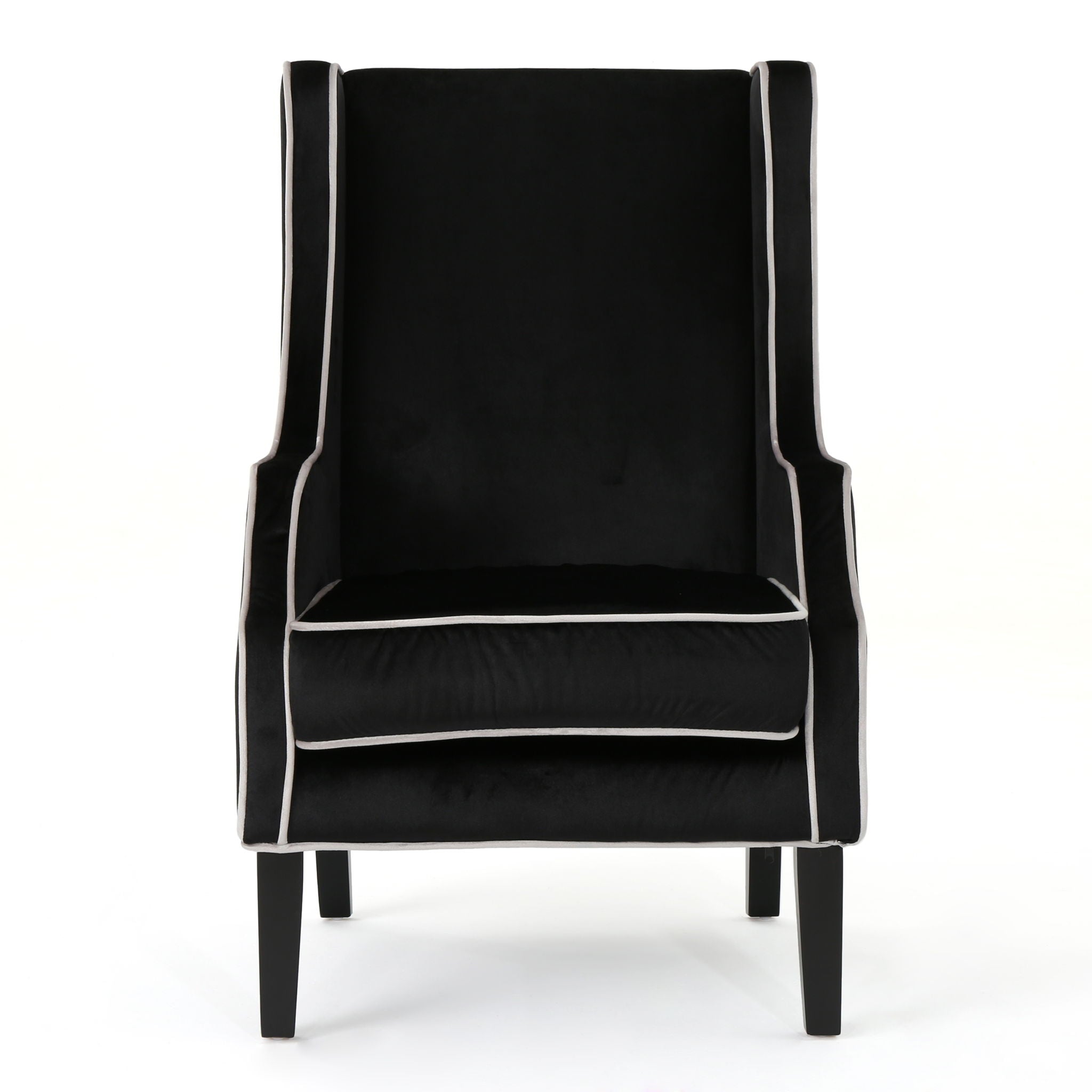Elegant Velvet Club Chair With Tonal Piping