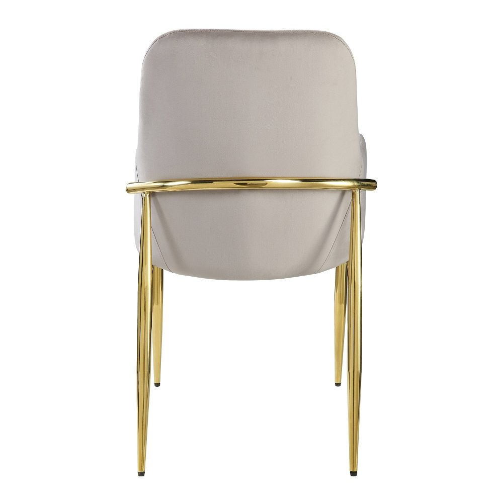 Barnard - Side Chair Set of 2) - Gray Velvet & Mirrored Gold