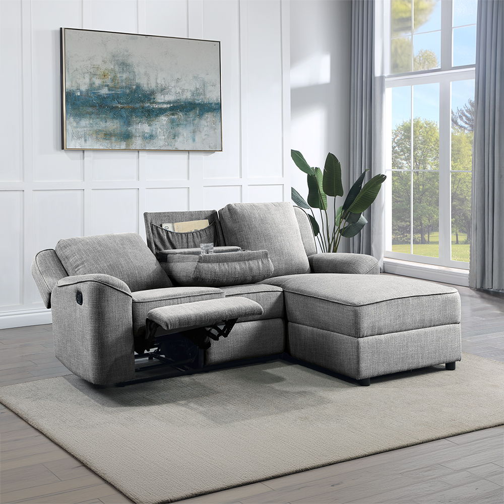 ACME Destiny - Motion Sectional Sofa - Gray Linen | Meri Furniture