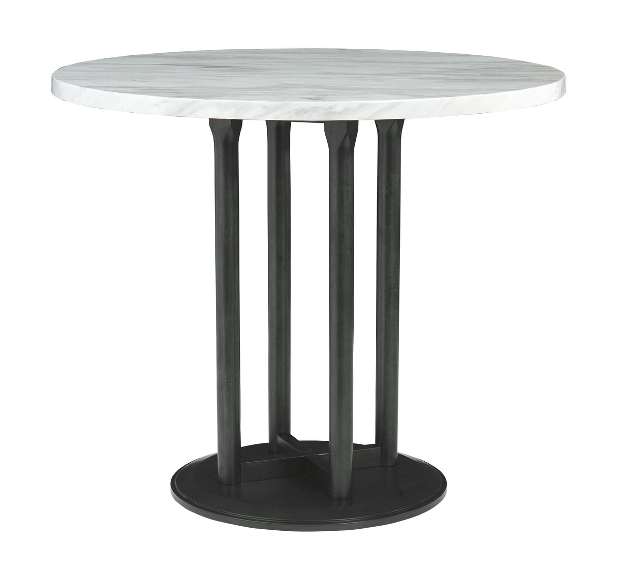 Centiar - Black / Gray - 5 Pc. - Counter Table, 4 Upholstered Barstools