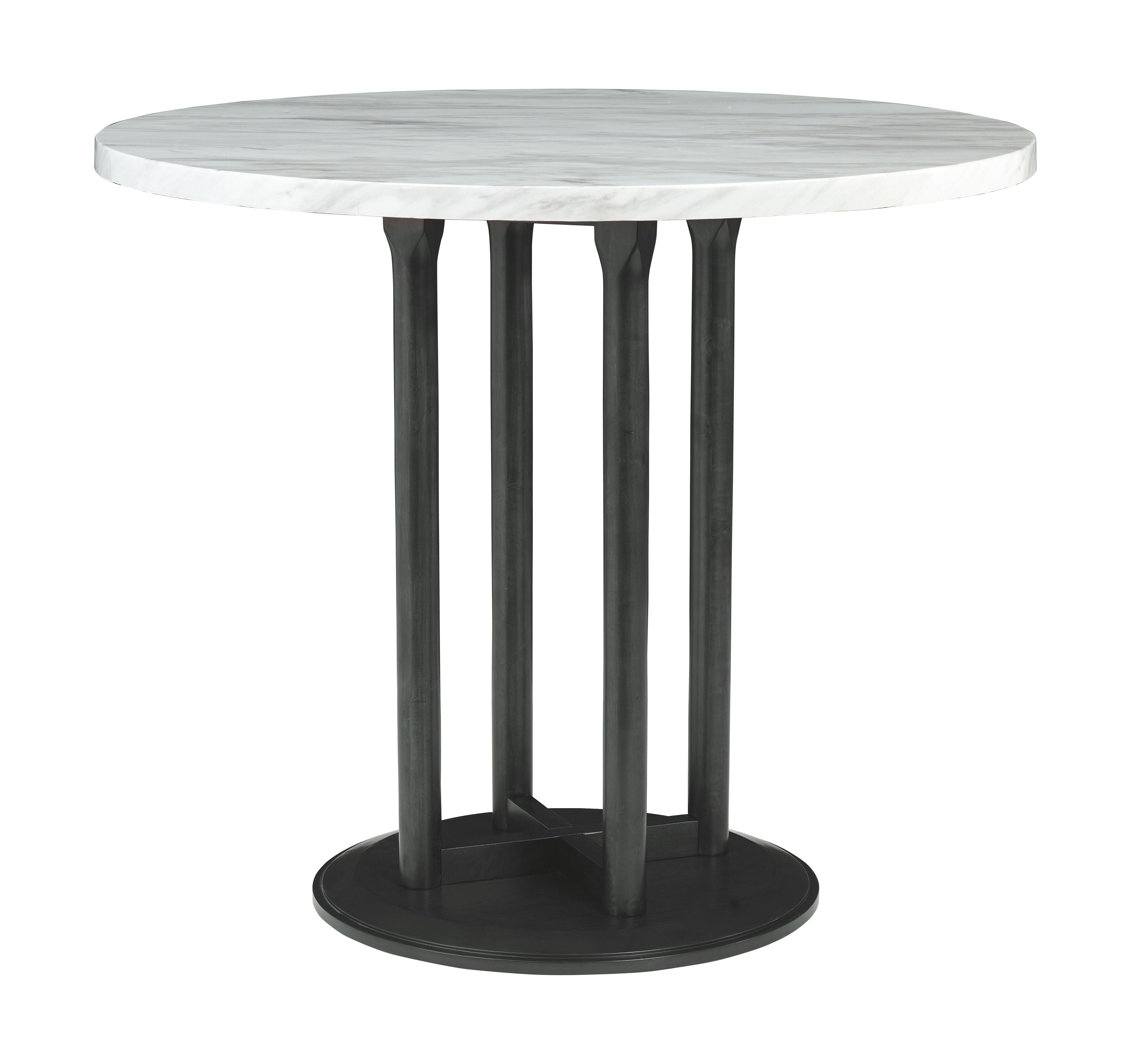 Signature Design by Ashley® Centiar - Black / Gray - 5 Pc. - Counter Table, 4 Upholstered Barstools | Meri Furniture