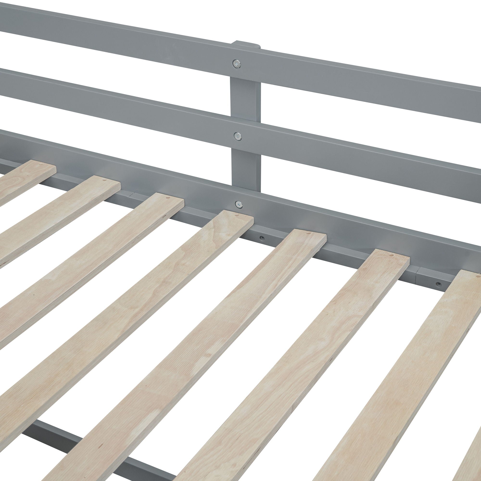 Low Loft Bed With Rolling Desk, Shelf And Drawers