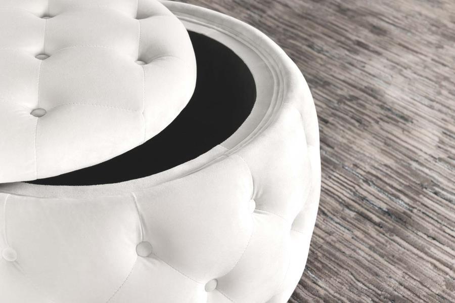 Coaster Fine Furniture Angelina - Round Upholstered Storage Ottoman | Meri Furniture