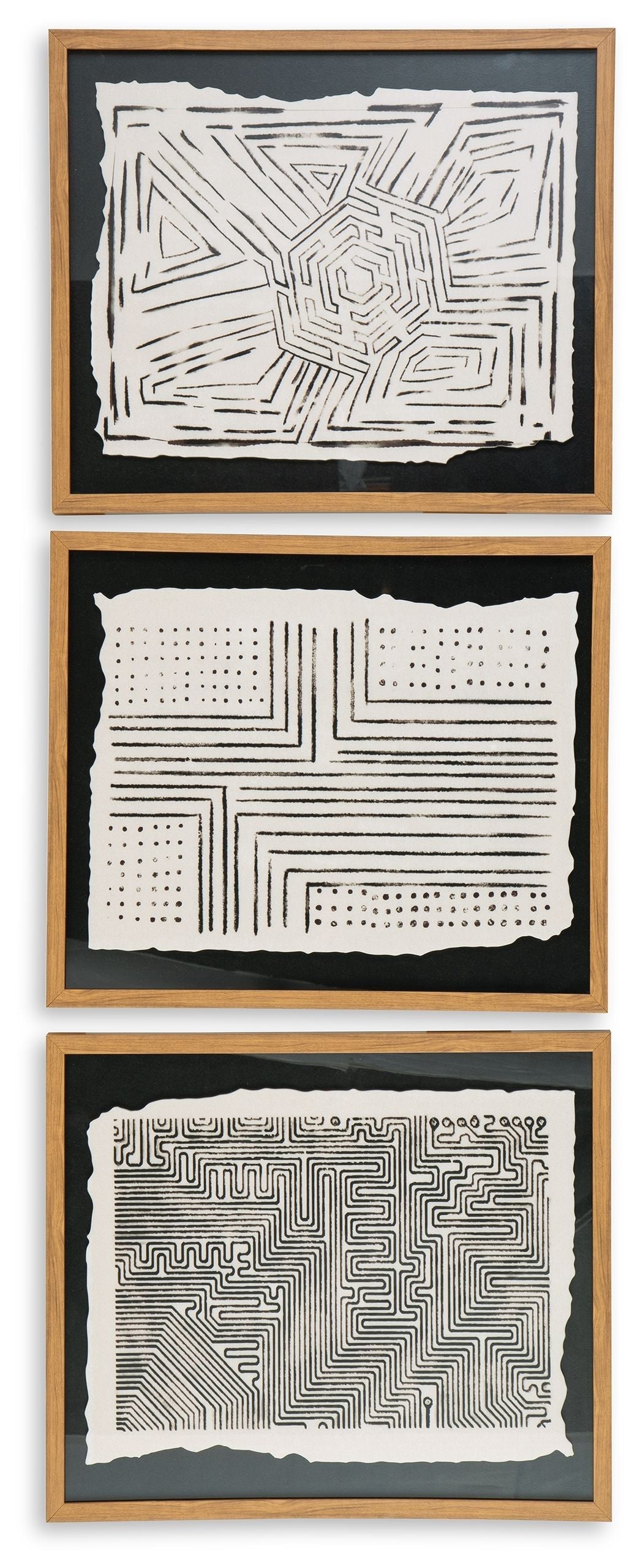 Signature Design by Ashley® Wonderstow - Black / Beige - Wall Art Set (Set of 3) | Meri Furniture