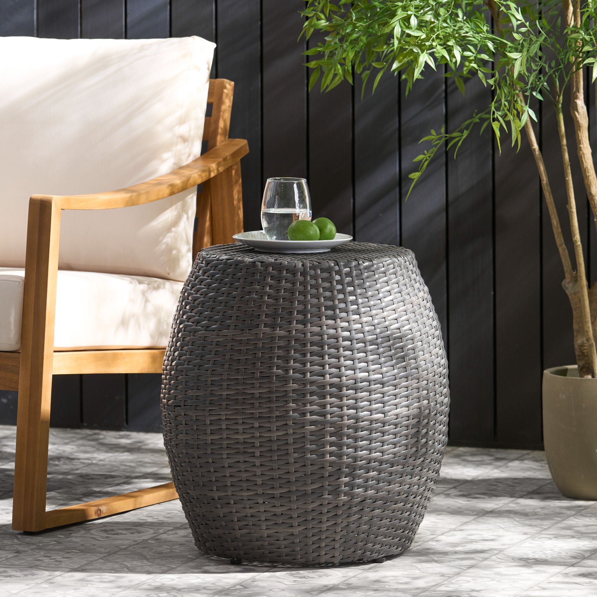 Outdoor Wicker Patio Side Table