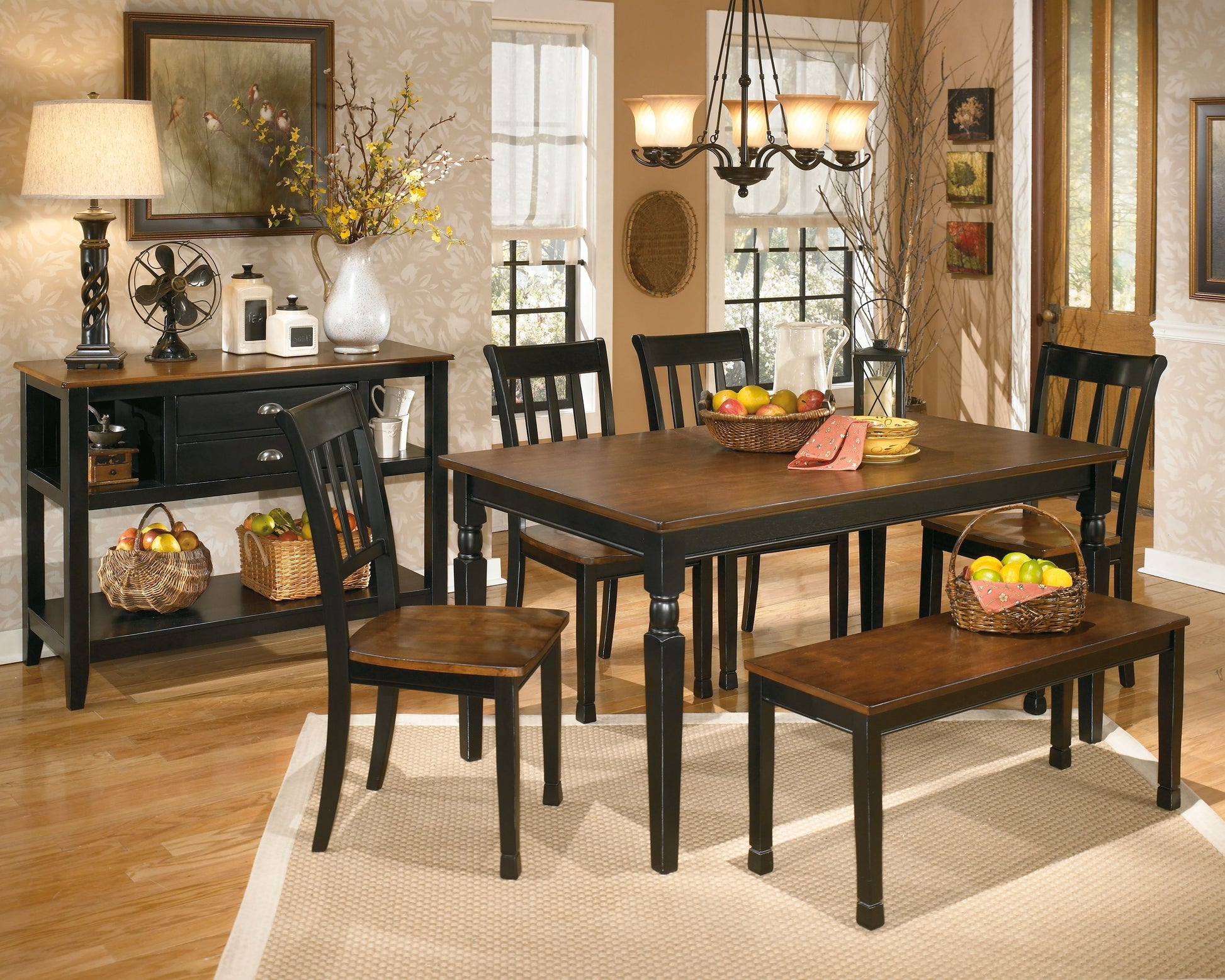 Signature Design by Ashley® Owingsville - Black / Brown - Large Dining Room Bench | Meri Furniture
