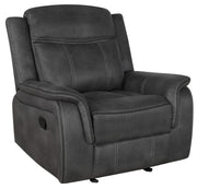 Coaster Fine Furniture Lawrence - Upholstered Padded Arm Glider Recliner - Charcoal | Meri Furniture