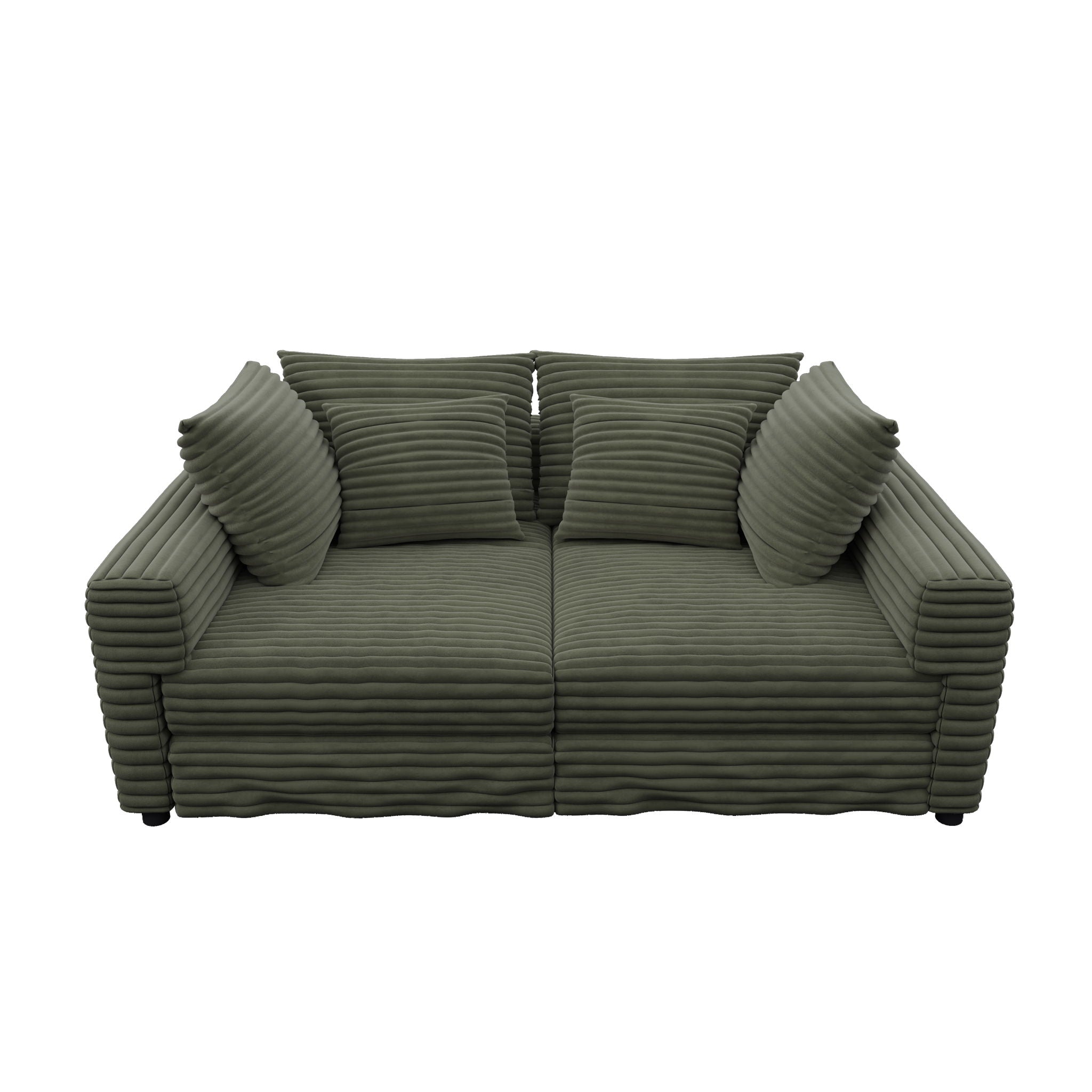 Plush Corduroy 4 Seat Sofa, Modern Comfy Upholstered Sofa Cloud Couch, Deep Seat Couches With Soft Pillows