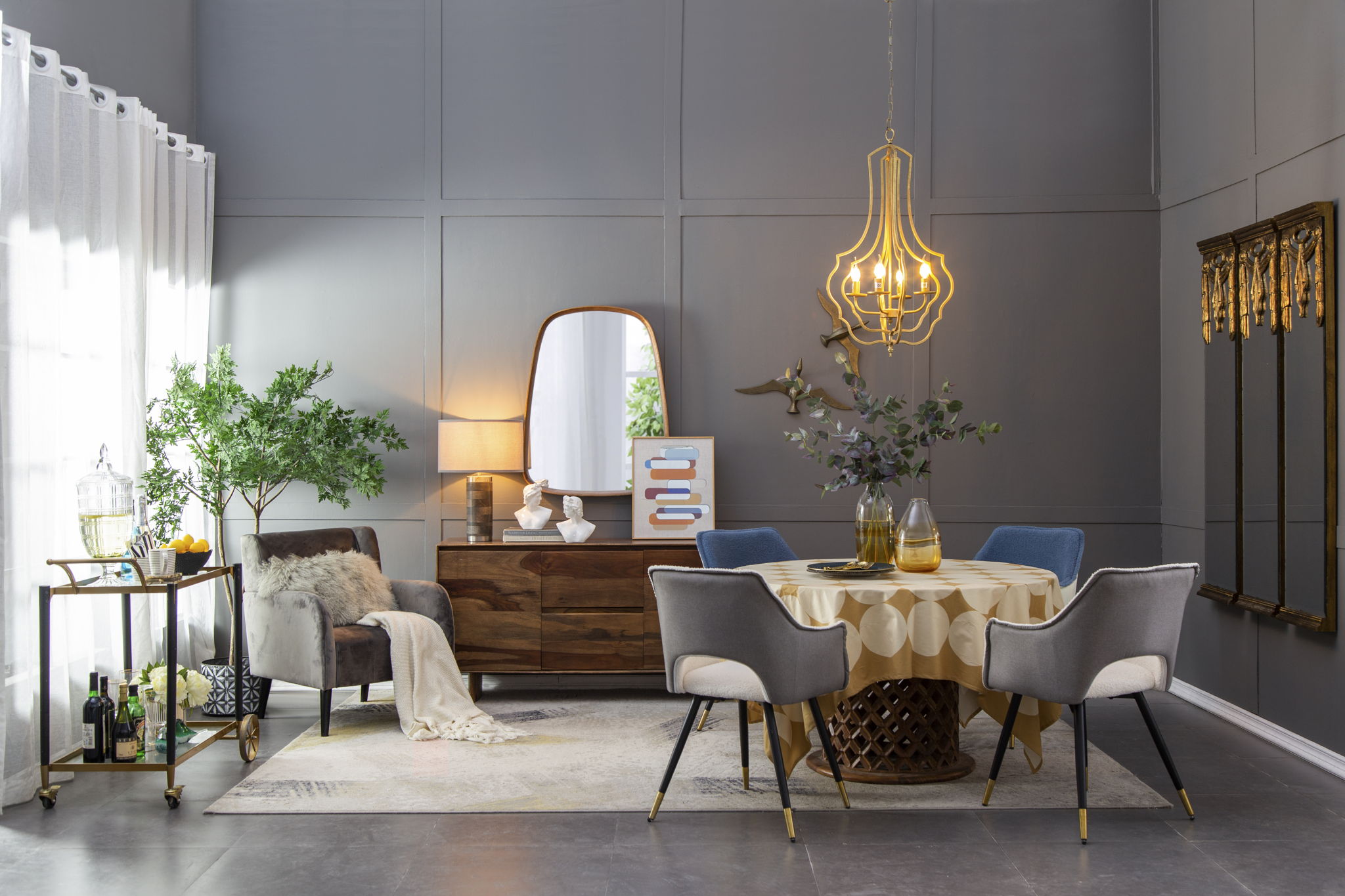 Irrgeular Mirror With Wood Frame, Wall Mirror For Living Room Bathroom Entryway - Brown