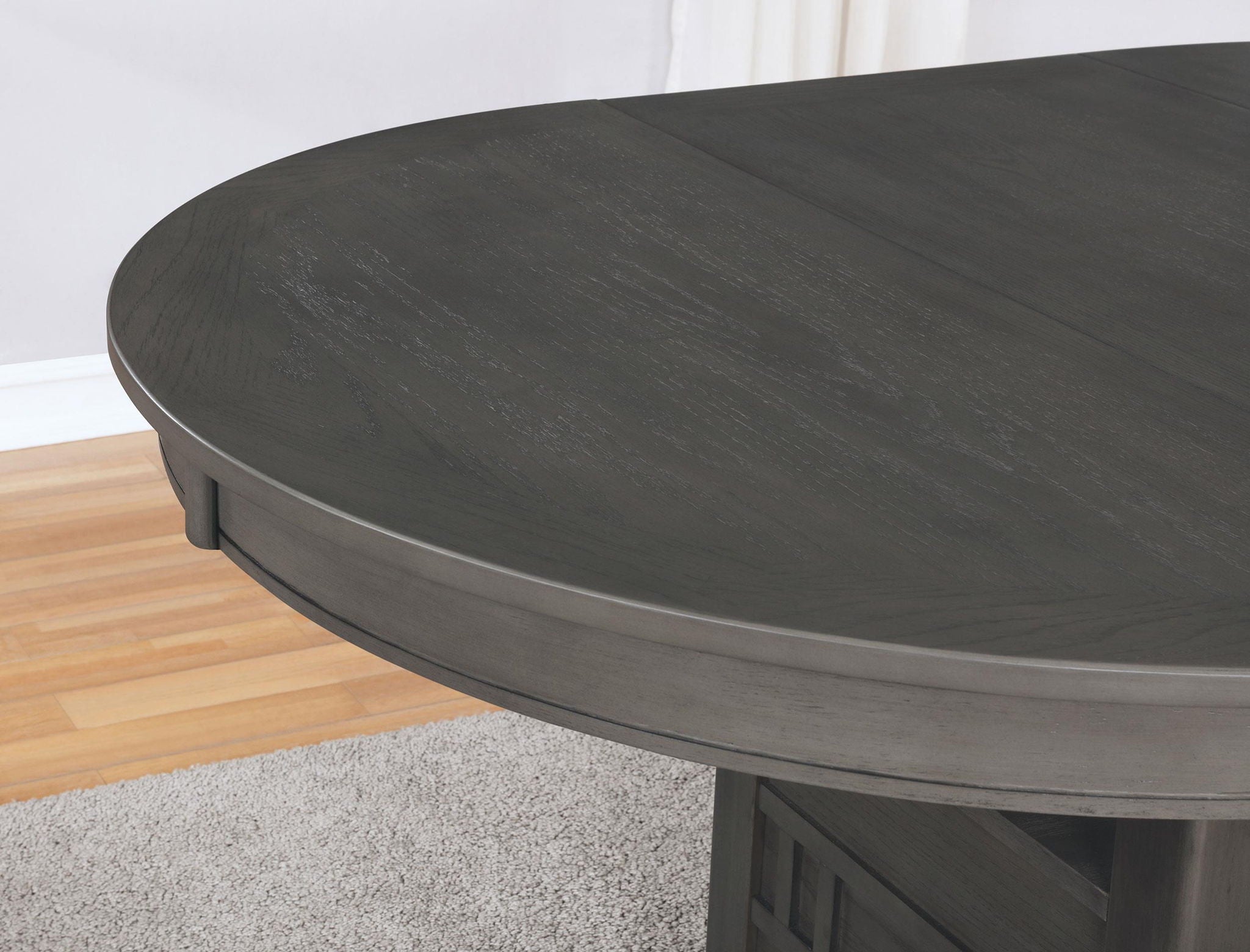 Lavon Oval 60-inch Wood Extension Leaf Dining Table Medium Grey