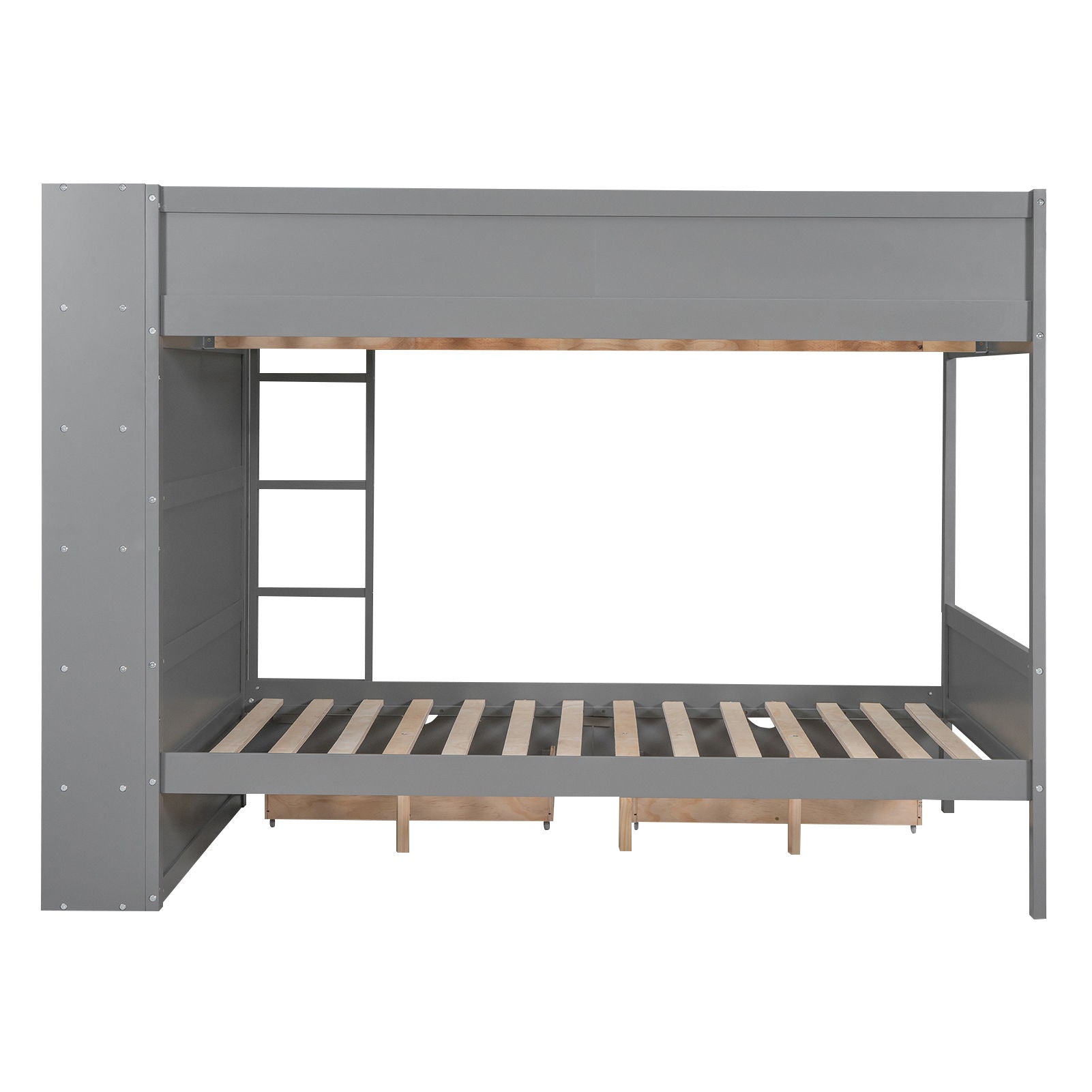 Bunk Bed With 2 Drawers And Multi Layer Cabinet