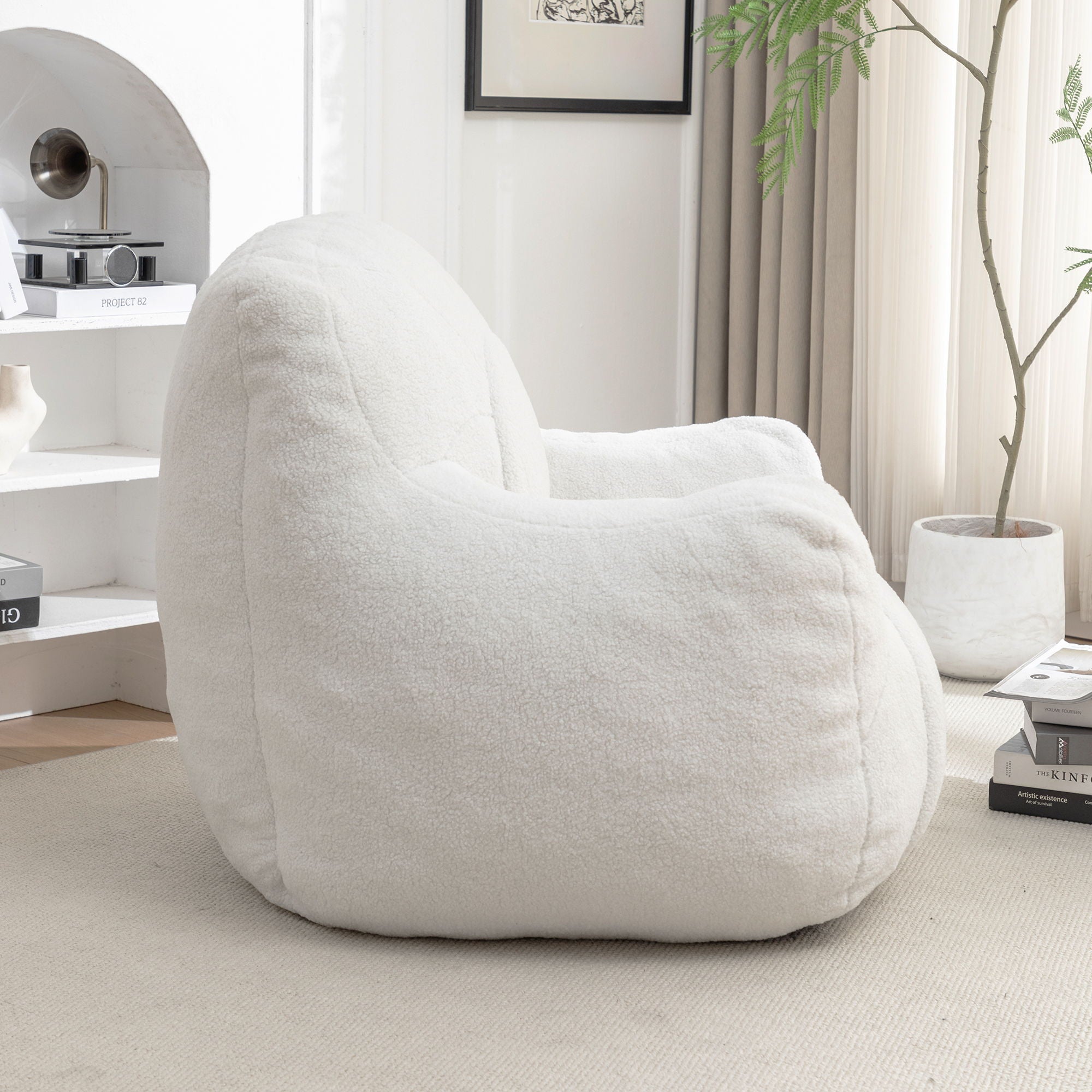 Comfy Bean Bag Chair With Filler, Fluffy And Cozy Seating