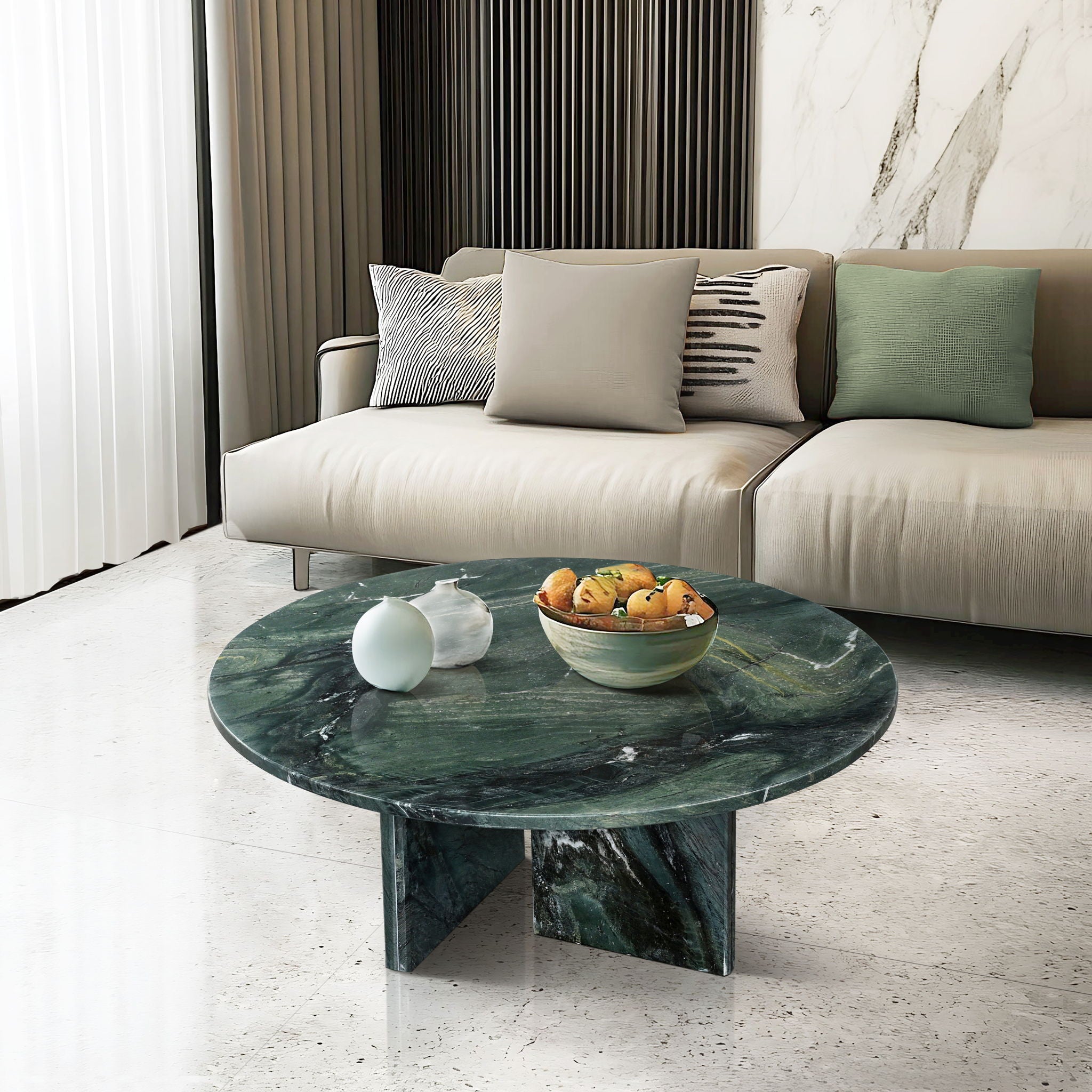 Marble Coffee Table, Living Room - Green