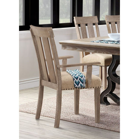 ACME Nathaniel - Chair (Set of 2) - Fabric & Maple | Meri Furniture