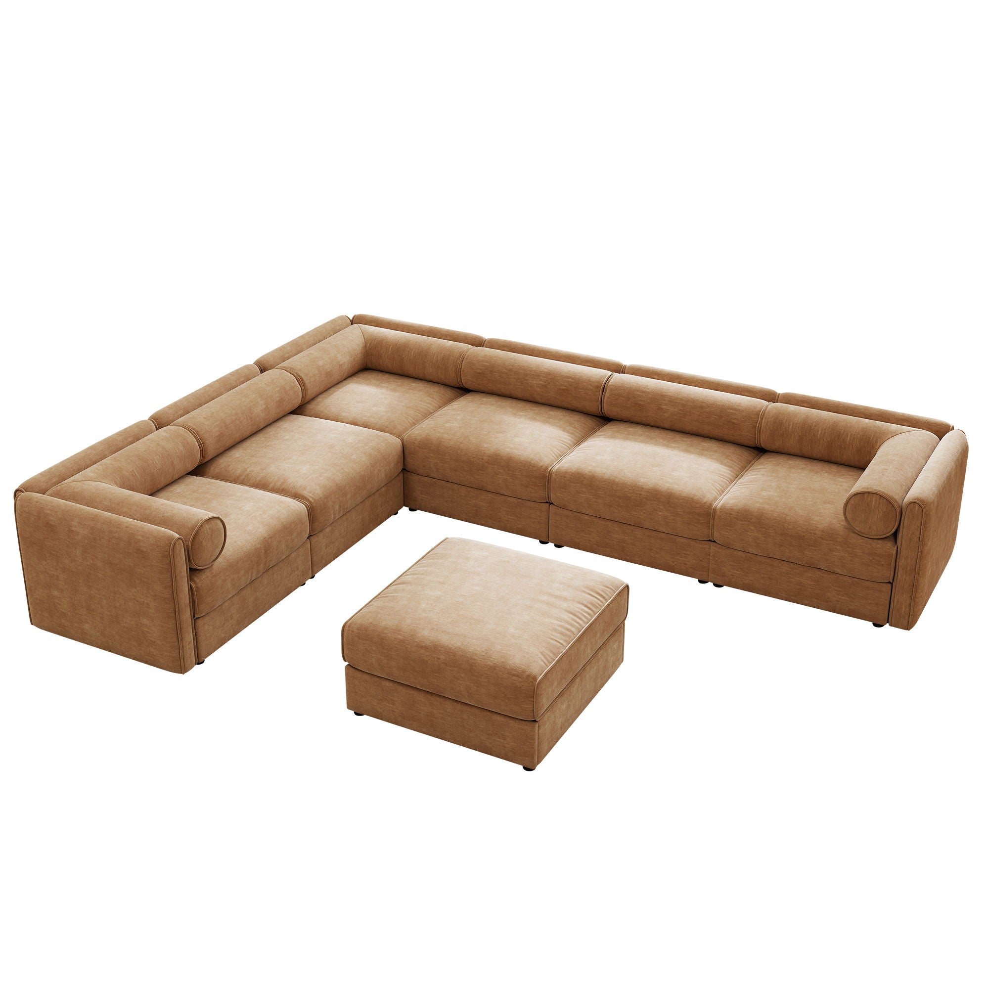 Contemporary Elegant White Chenille Sofa With Storage And Ottoman