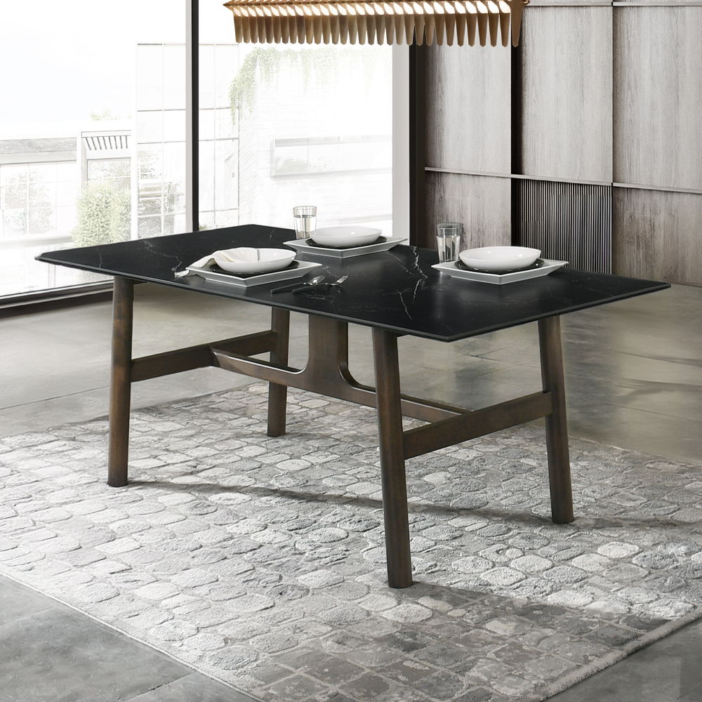 ACME Destin - Dining Table - Sintered Stone & Walnut Finish | Meri Furniture