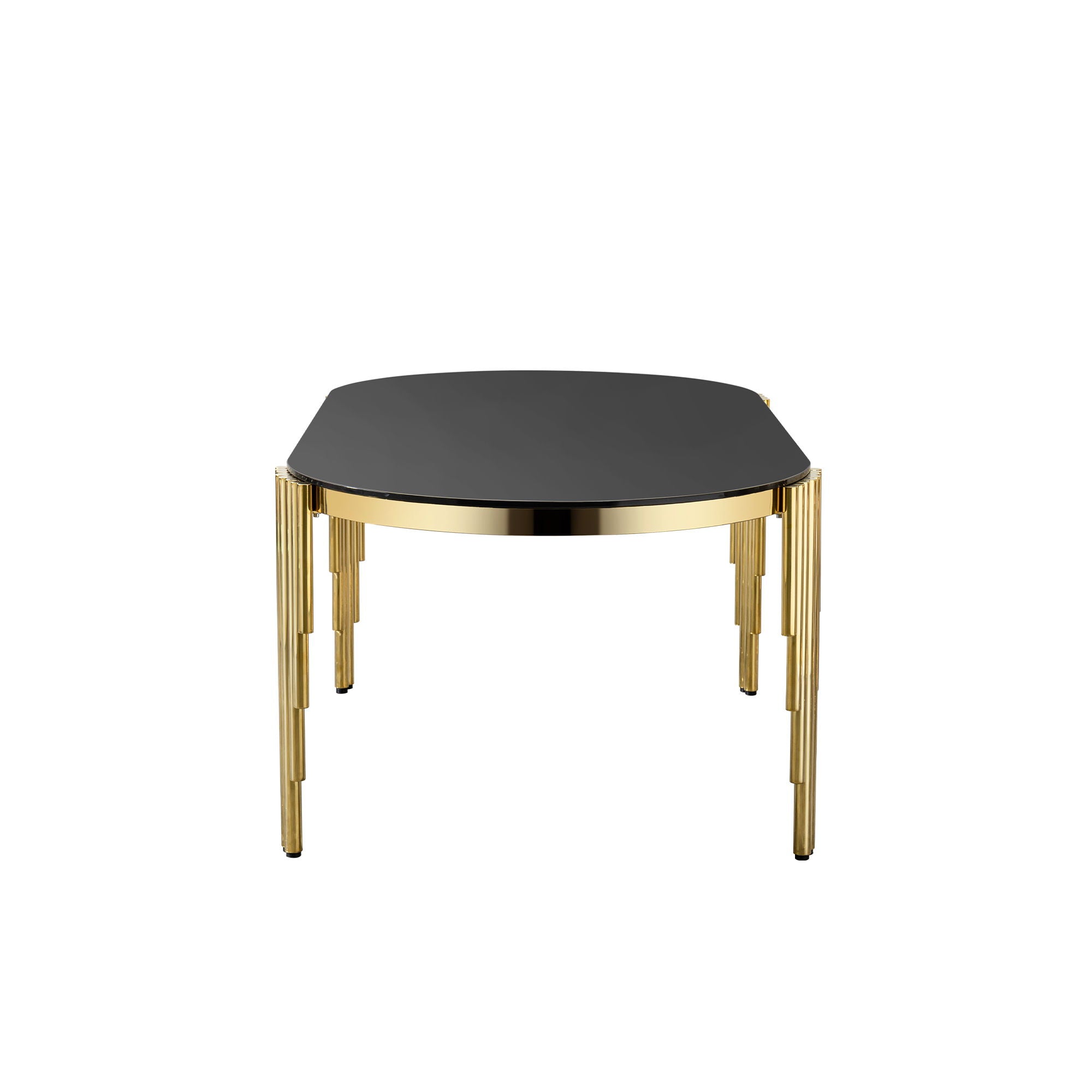 Oval Dining Table With Glass Top And Stainless Steel Base