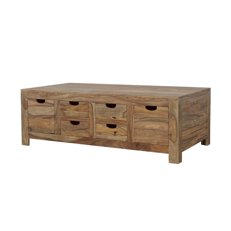 Coaster Fine Furniture Esther - 6-Drawer Solid Wood Coffee Table - Natural | Meri Furniture