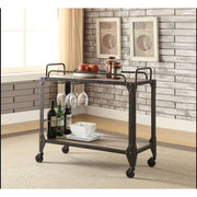 ACME Caitlin - Serving Cart - Rustic Oak & Black | Meri Furniture