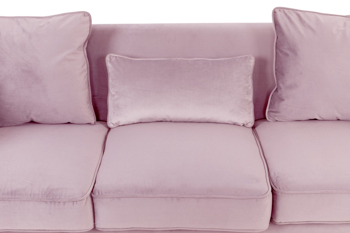 Bayberry 73"W Pink Velvet Sofa with 3 Pillows