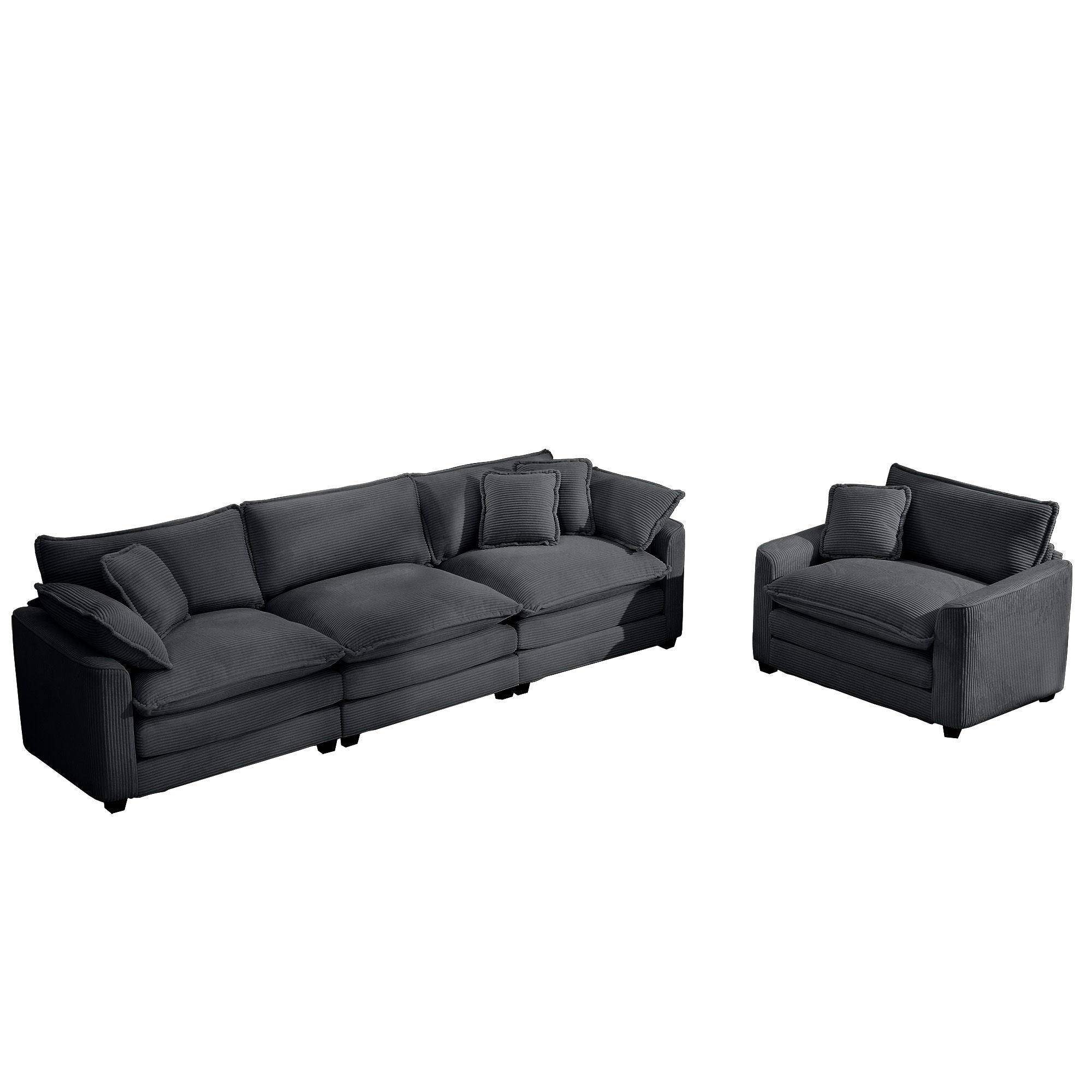 Elegant Corduroy Oversized Sectional Sofa Set With Deep Seats And Flexible Layout