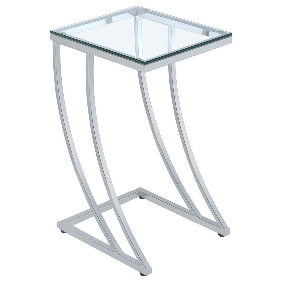 Coaster Fine Furniture Cayden - Rectangular Glass Top Sofa Side Table - Chrome | Meri Furniture