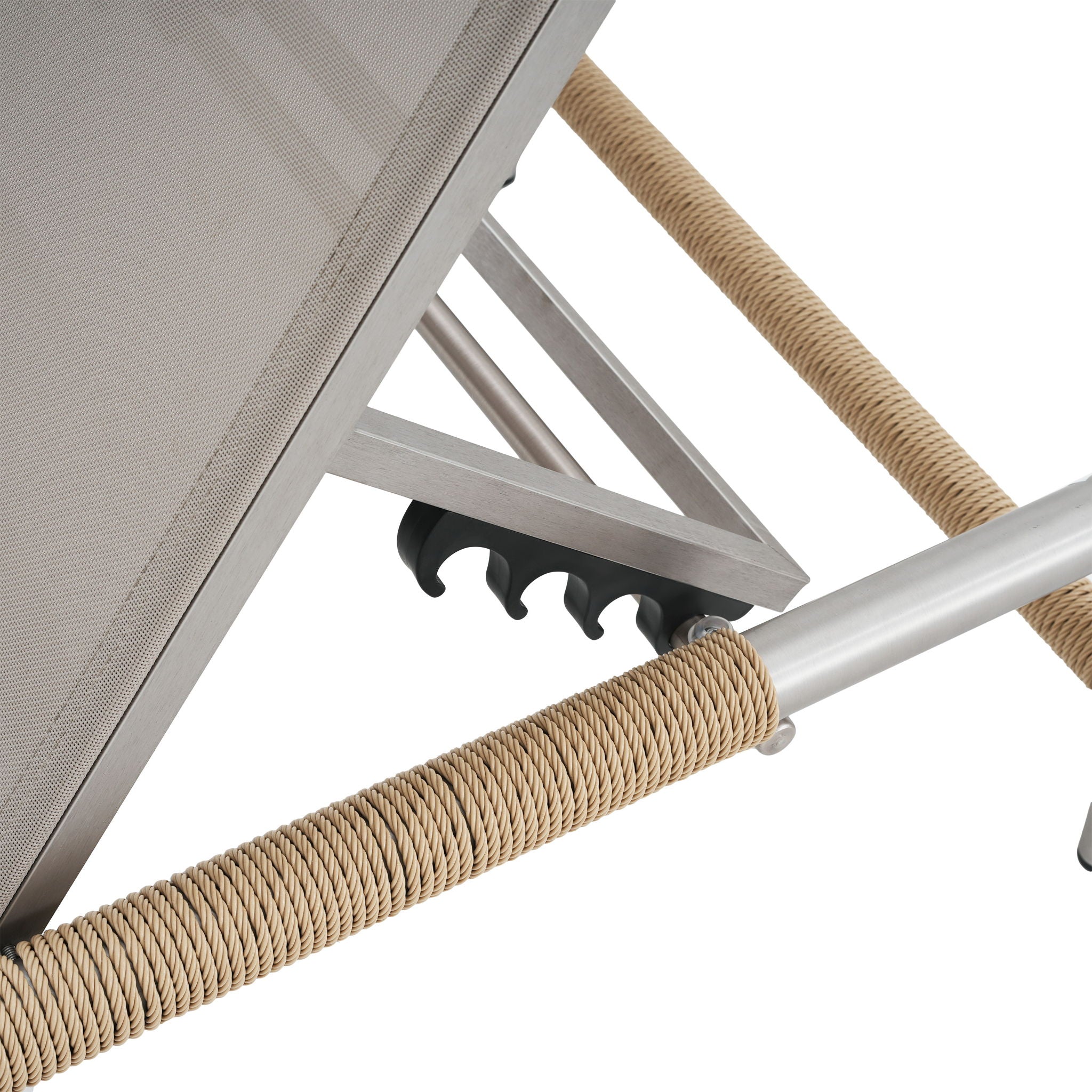 Hargrove - Outdoor Patio Aluminun Chaise Lounge, Outdoor Mesh Seat - Natural / Silver