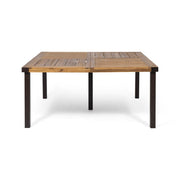 Lankershim - Modern Industrial Dining Table With Acacia Wood Slat Design - Teak