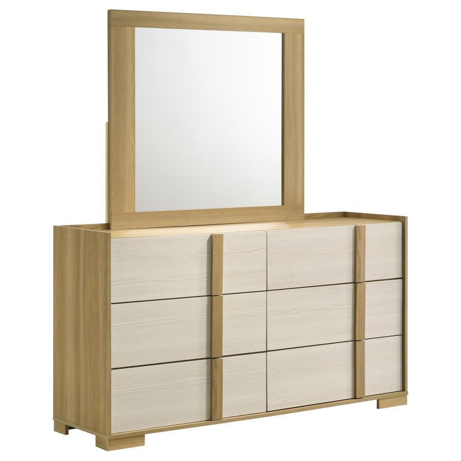 Coaster Fine Furniture Hyland - 6-Drawer Dresser With Mirror - Natural | Meri Furniture
