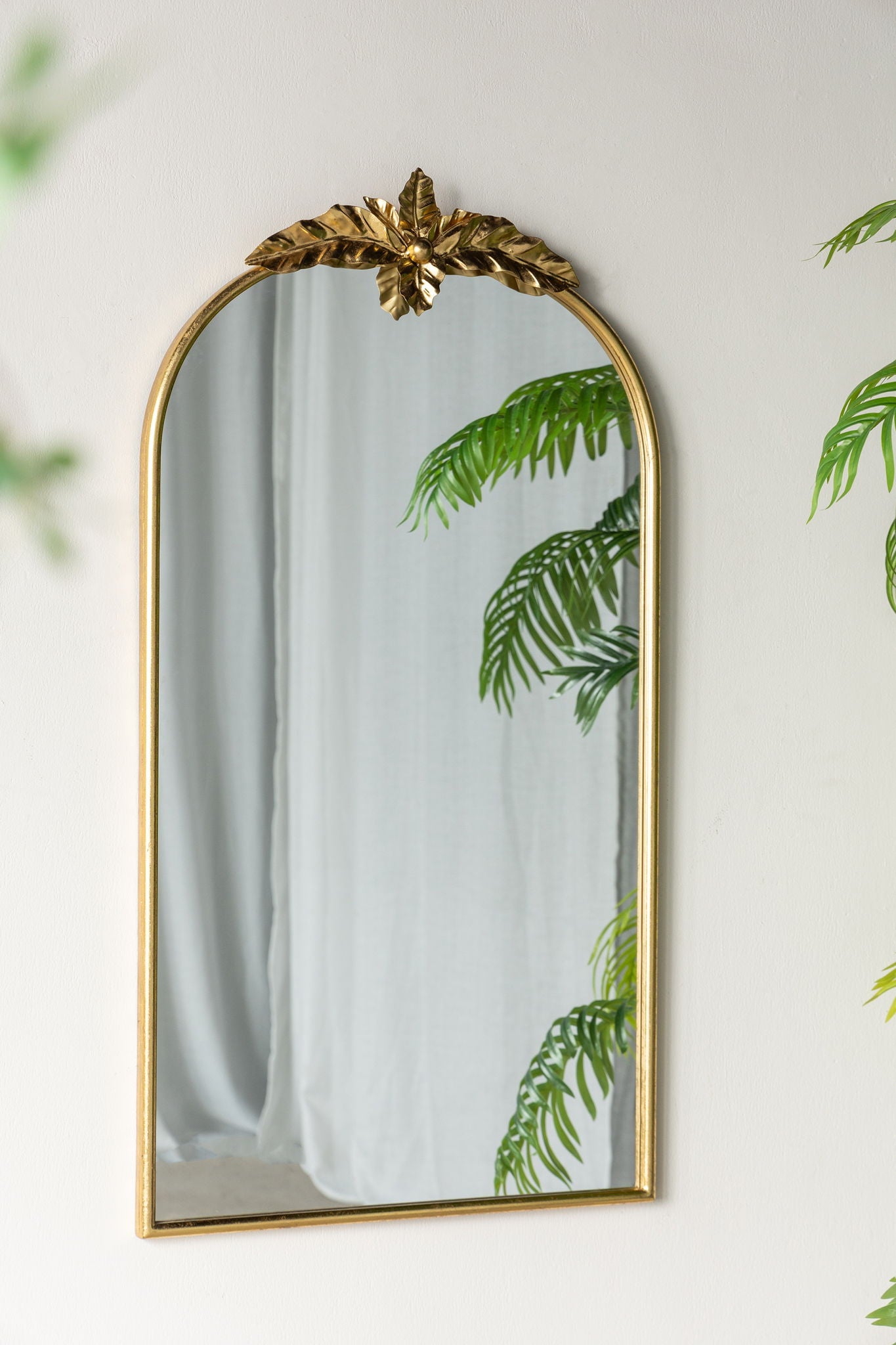 Arched Wall Mirror With Metal Frame, Wall Mirror For Living Room