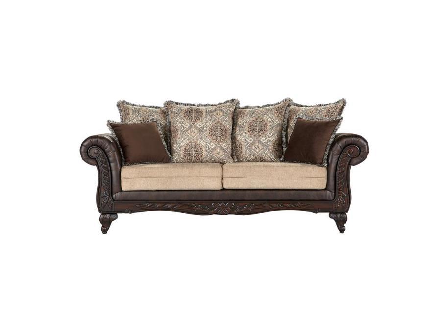 Coaster Fine Furniture Elmbrook - Upholstered Rolled Arm Sofa - Brown | Meri Furniture