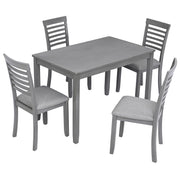 5 Pieces Modern Dining Set, Rectangular Wooden Dining Table With 4 Upholstered Chairs