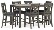 Signature Design by Ashley® Caitbrook - Gray - Rect Drm Counter Table Set (Set of 7) | Meri Furniture
