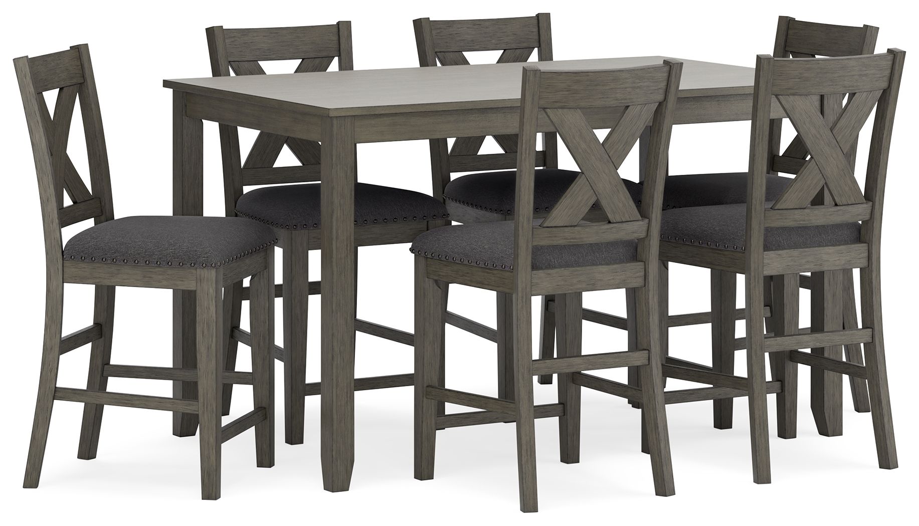 Signature Design by Ashley® Caitbrook - Gray - Rect Drm Counter Table Set (Set of 7) | Meri Furniture
