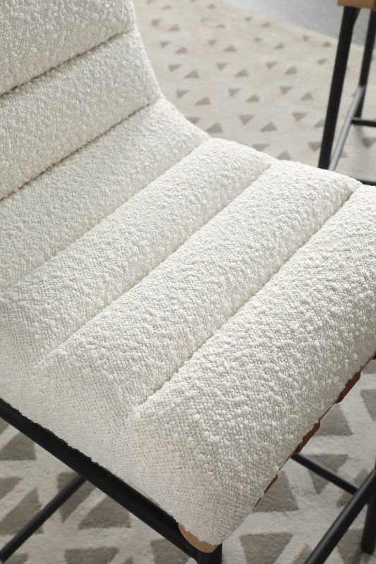 Lahni 17.75"W White Boucle Fabric Counter Height Chair