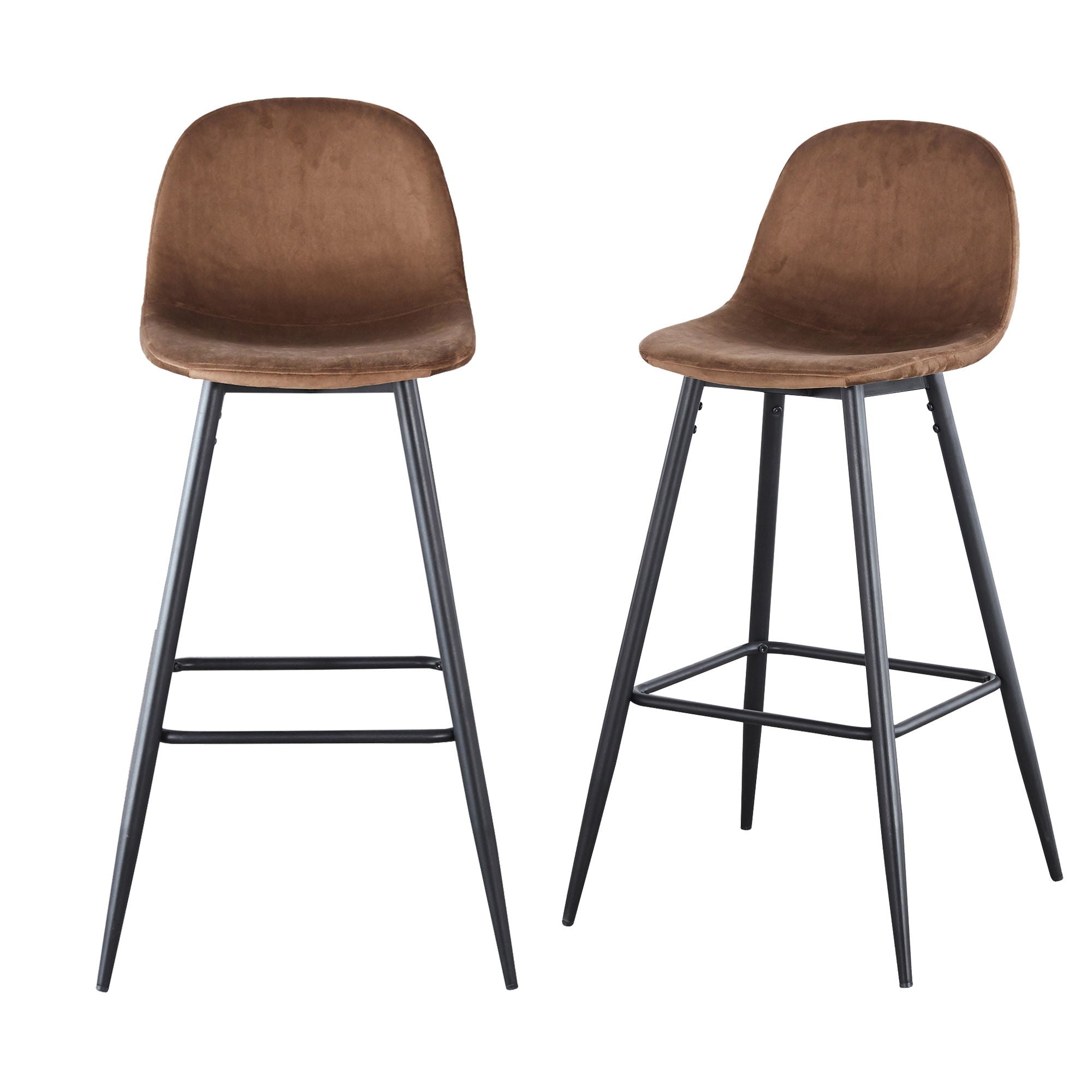 Velvet Barstool With Back (Set of 2)