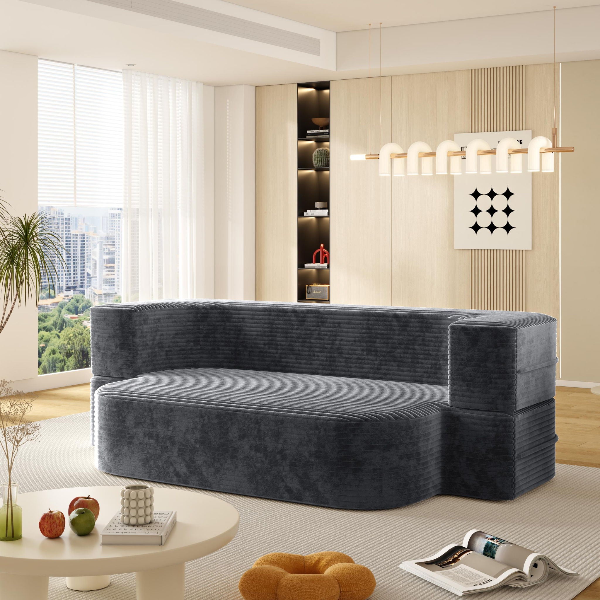 Convertible Floor Sofa Bed With Multi Functional Blanket