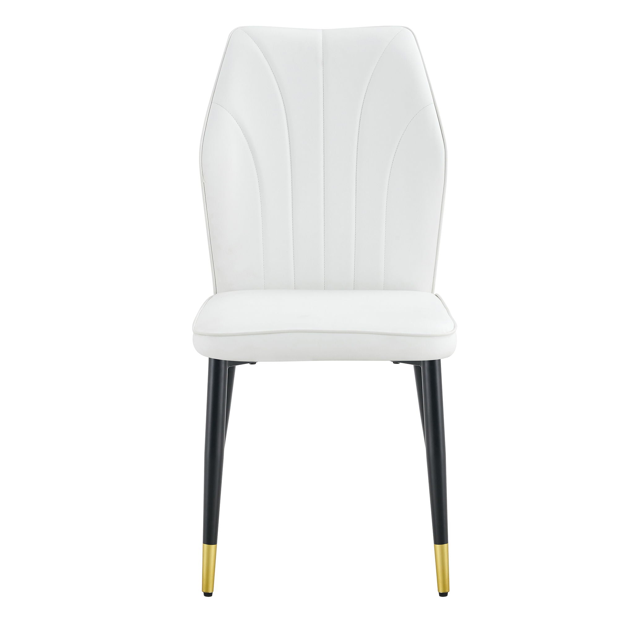 4 Modern Dining Chairs With Stylish Patterned Backrest And Metal Legs