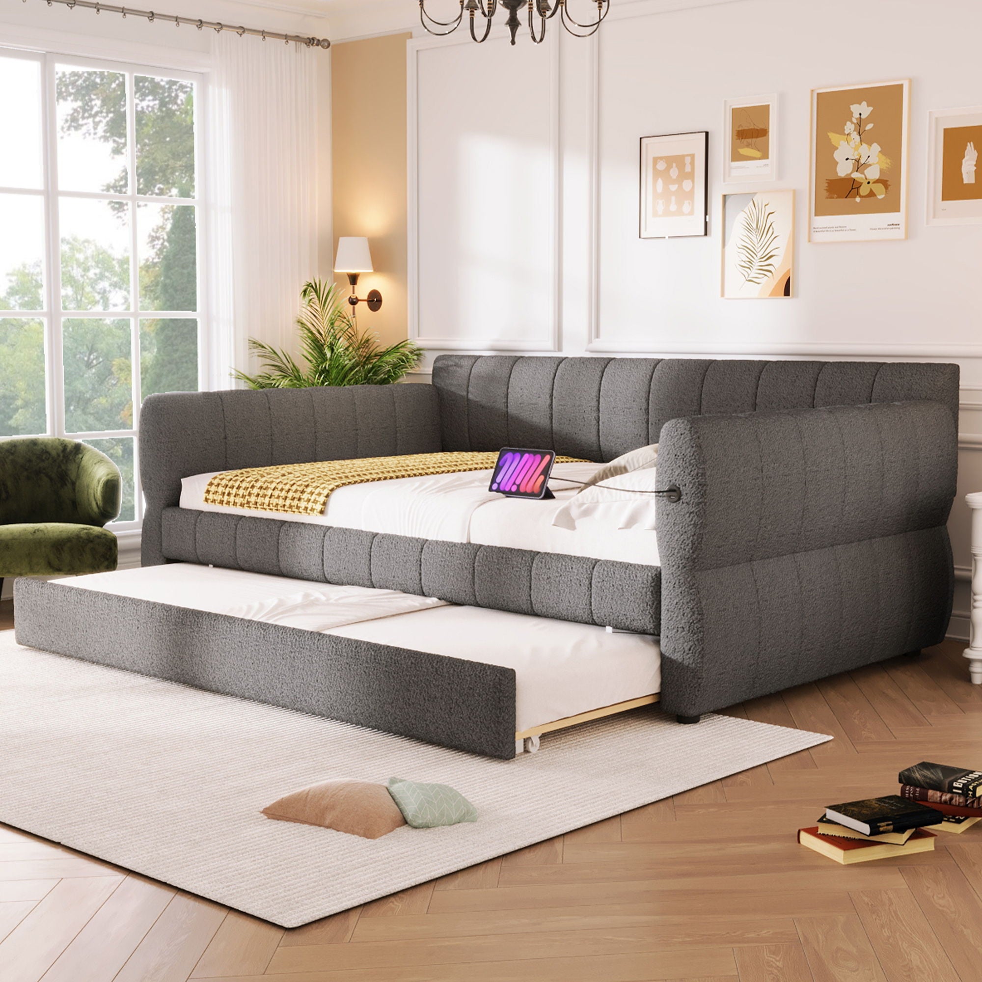 Upholstered Platform Bed With USB Charging