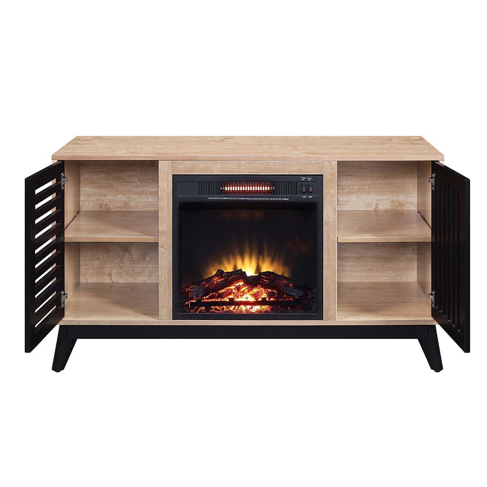 ACME Gamaliel - Fireplace - Oak & Espresso Finish | Meri Furniture